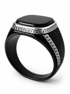 انگشتر مردانه استیل مشکی مدل Imperial Onyx