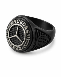 انگشتر مردانه استیل رنگ مشکی طرح mercedes benz